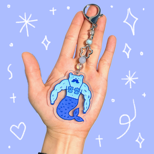 Mermaid Buff Guy Keychain